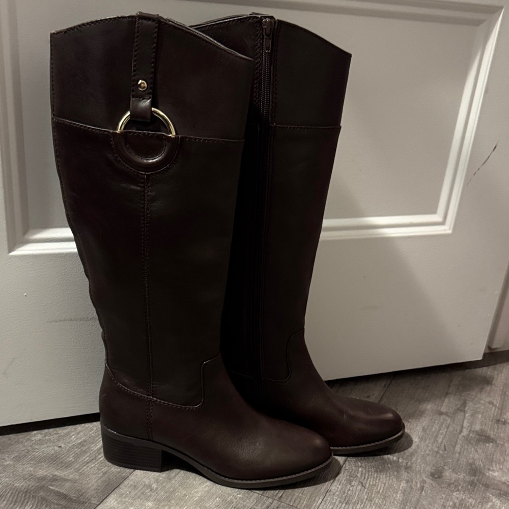 Alfani Dark Brown riding Over the Knee Boots leather NEW
